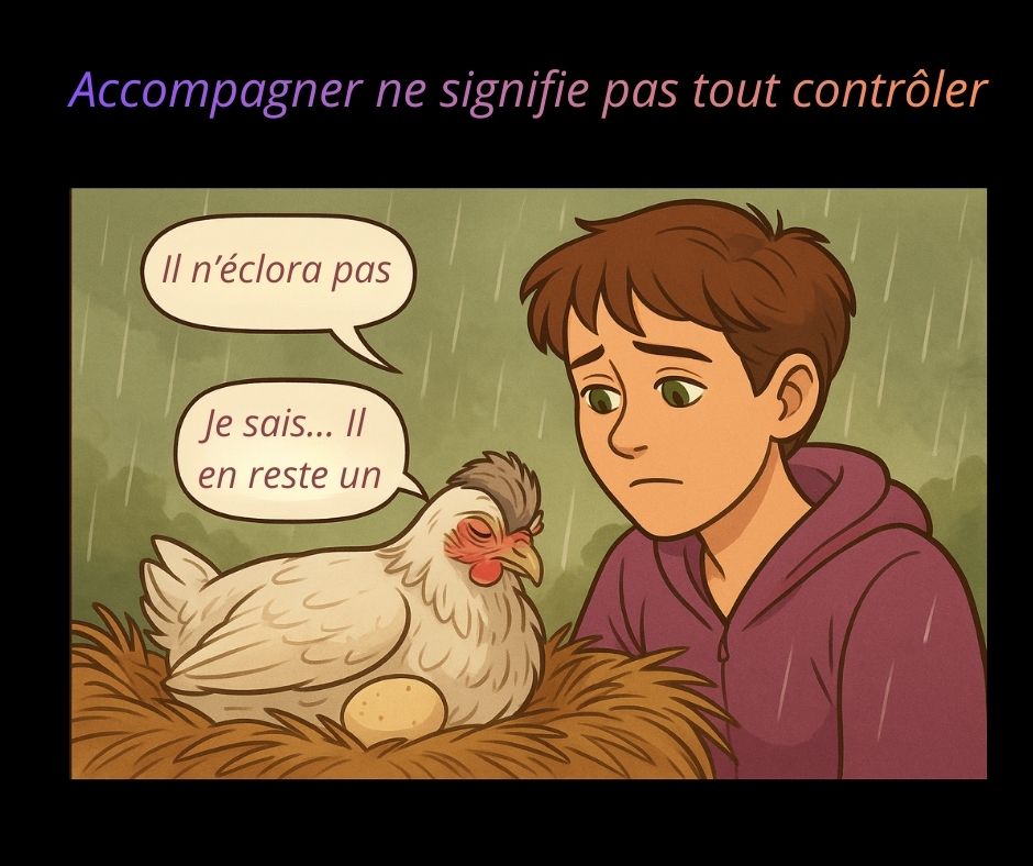 illustration de Balata sur son nid, avec Gaëlle l'air dépité.